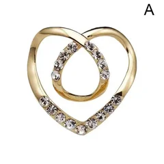 Broche de Lenço Coração com Strass de Metal Feminino-2