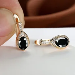 Teardrop Stone Dangle Earrings in Gold Color for Women-13
