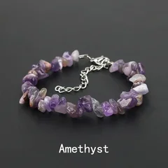Natural Amethyst Irregular Chip Bead Stretch Bracelet-7