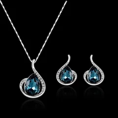 Elegant Waterdrop Pendant Necklace and Hook Earrings Jewelry Set for Women-1