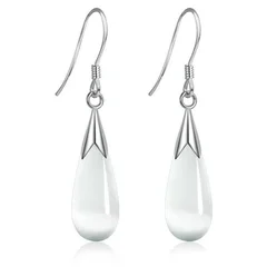Opal Glass Dangle Drop Earrings-2