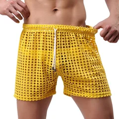 Men's Hollow Out Mesh Drawstring Beach Shorts-15