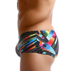 Men's Fashion Print Bikini Swim Briefs with Removable Pad-2