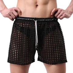 Men's Hollow Out Mesh Drawstring Beach Shorts-13