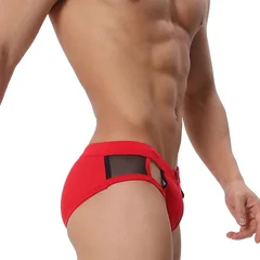 Sunga masculina de cintura baixa com zíper lateral aberto e arco-íris-8