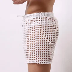 Men's Hollow Out Mesh Drawstring Beach Shorts-8