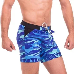 Shorts de surf masculinos com estampa camuflada e secagem rápida-2