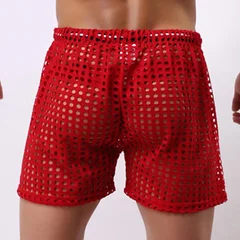 Men's Hollow Out Mesh Drawstring Beach Shorts-12
