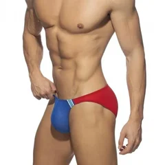 Men's Contrast Color Hollow Out Polyester Swim Trunks-8