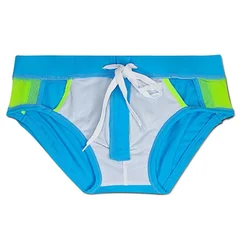 Sunga masculina de cintura baixa com zíper lateral aberto e arco-íris-15