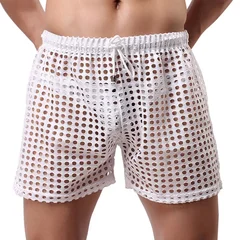 Men's Hollow Out Mesh Drawstring Beach Shorts-14