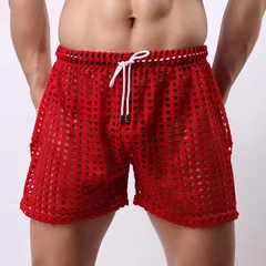 Men's Hollow Out Mesh Drawstring Beach Shorts-10