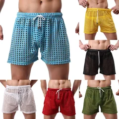 Men's Hollow Out Mesh Drawstring Beach Shorts-2