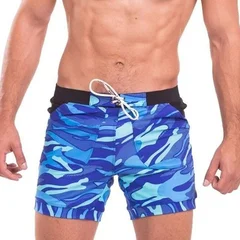 Shorts de surf masculinos com estampa camuflada e secagem rápida-3