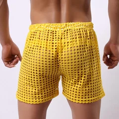 Men's Hollow Out Mesh Drawstring Beach Shorts-6