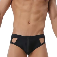 Sunga masculina de cintura baixa com zíper lateral aberto e arco-íris-2