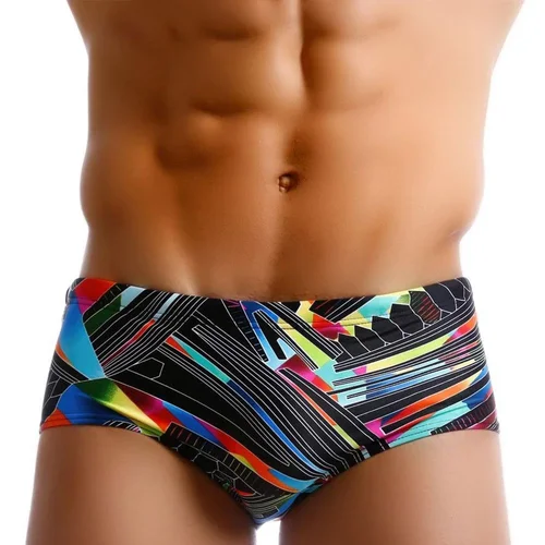 Men's Fashion Print Bikini Swim Briefs with Removable Pad