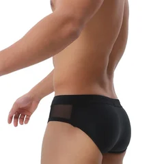 Sunga masculina de cintura baixa com zíper lateral aberto e arco-íris-4