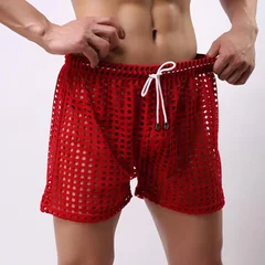 Men's Hollow Out Mesh Drawstring Beach Shorts-11