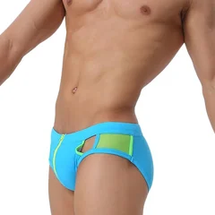 Sunga masculina de cintura baixa com zíper lateral aberto e arco-íris-11