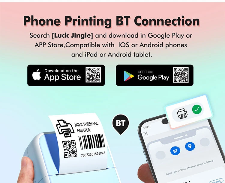 Qinya Mini Portable Bluetooth Thermal Label Printer