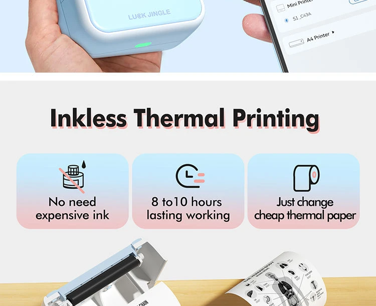 Qinya Mini Portable Bluetooth Thermal Label Printer