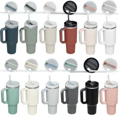 40 oz Double Wall 304 Stainless Steel Insulated Tumbler with Handle and Straw Lid-3