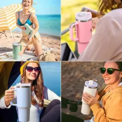 40 oz Double Wall 304 Stainless Steel Insulated Tumbler with Handle and Straw Lid-2